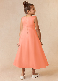 Azazie Lindy Flower Girl Dresses Sunset A-Line Pleated Matte Satin Dress image6