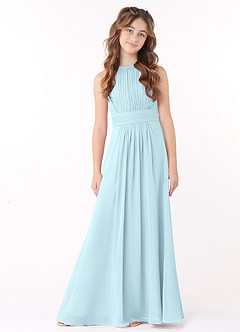 Azazie Bonnie Junior A-Linie Plissee Chiffon Kleid Wolke Blau image1