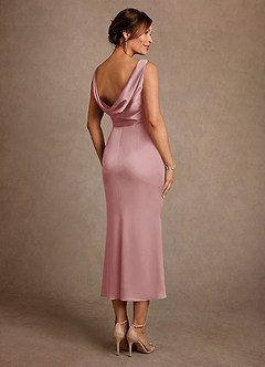 Azazie Mazhe Mother of the Bride Dresses Dusty Rose A-Line Pleated Stretch Satin Dress image2