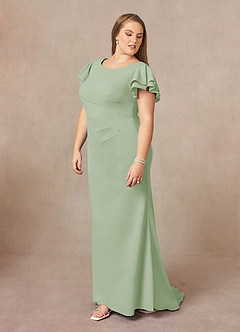 Azazie Peppermint Mother of the Bride Dresses Dusty Sage Mermaid Scoop Ruched Stretch Crepe Dress image9