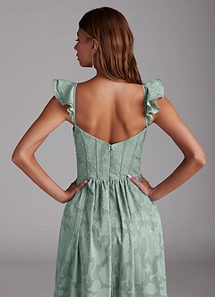 Azazie Denisse Bridesmaid Dresses Agave A-Line Ruched Floral Burnout Dress image6