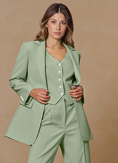 front Rowan Dusty Sage Refined Weave Performance blazer