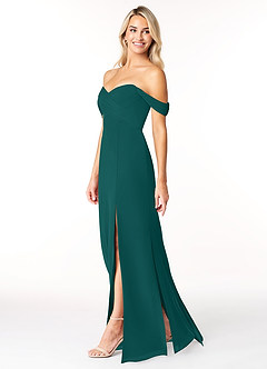 Azazie Joretta Brautjungfernkleider Wandelbar A-Linie Herzausschnitt Chiffon Kleid Pfau image4