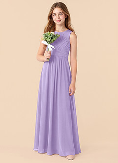 Azazie Skyla Junior Robe Trapèze en Mousseline de soie Plissée Lilas image5