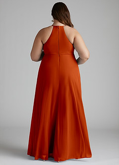 Azazie Annabelle Brautjungfernkleider für Schwangere A-Linie V-Hals Gefaltet Gittergewebe Bodenlänge Kleid image8