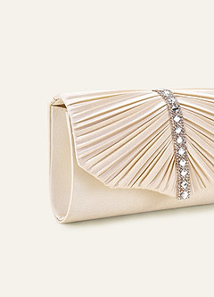 front Pochette portefeuille en satin plissé cristal