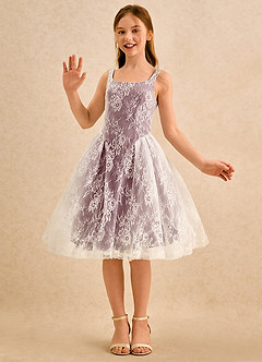 Azazie Cubbie Girls Formal Blumenmädchenkleider A-Linie Spitze Kleid Sangria image5