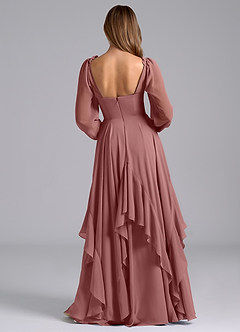 Azazie Karan Abiti da Damigella Abito A-Line in Chiffon Manica Lunga Rosa Del Deserto image2