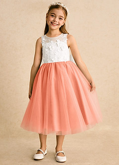 Azazie Lina Flower Girl Dresses Ivory Sunset Ball-Gown Lace Dress image5