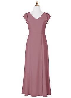 Azazie Claudine Junior Vintage Mauve A-Line Pleated Chiffon Dress image5