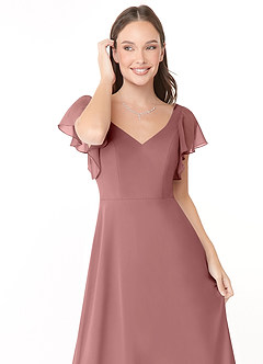 Azazie Syenna Bridesmaid Dresses Desert Rose A-Line Ruched Chiffon Dress image5