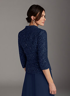 Azazie Cornelia Mother of the Bride Dresses Dark Navy Sheath Square Neckline Sequins Chiffon Dress image9