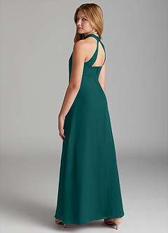 Azazie Clarice Junior Peacock A-Line Side Slit Chiffon Dress image2