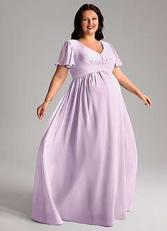 Azazie Verna Brautjungfernkleider für Schwangere A-Linie V-Hals Gerüscht Chiffon Bodenlänge Kleid image9