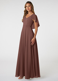 Azazie Jamie Final Sale Bronzer A-Line Chiffon Dress image3