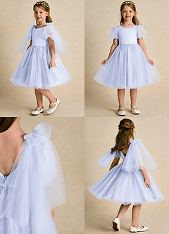 Azazie Duchess Flower Girl Dresses Lavender A-Line with Sleeves Tulle Dress image2