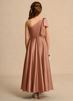 Azazie Guppy Junior Formal Flower Girl Klänningar Klä A-Line i Matt satäng Ena axeln image2