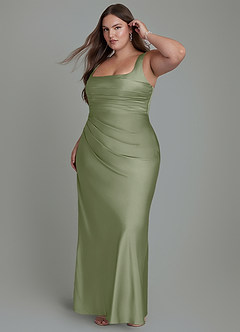Azazie Agustina Bridesmaid Dresses Pistachio Mermaid Corset Stretch Satin Dress image10