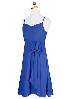 Azazie Doll Junior Royal Blue A-Line Bow Chiffon Dress image7