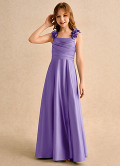 Azazie Rosita Girls Formal Blumenmädchenkleider A-Linie Plissee Matte Satin Kleid Tahiti image6