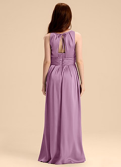 Azazie Bibiane Junior Vestido de Glicinia de Satén Elástico de Corte en A con Plisado image2