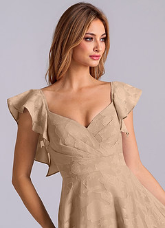 Azazie Leilani 신부 들러리 드레스 A라인 스윗하트 네크라인 플로럴 번아웃 바닥 길이 드레스 image7