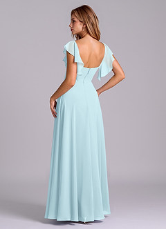 Azazie Leilani Bridesmaid Dresses Cloud Blue A-Line Pleated Chiffon Dress image6