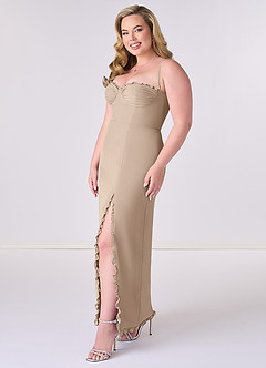 Barbie ♥ Azazie Bridesmaid Dresses Taupe Sheath Corset Chiffon Dress image9