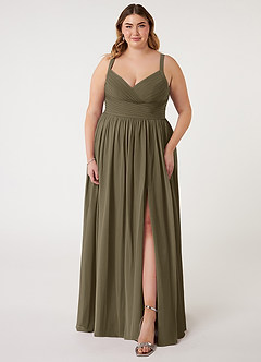 Azazie Chanel Bridesmaid Dresses Willow Green A-Line Pleated Chiffon Dress image8
