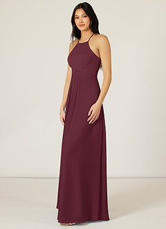 Azazie Sarah Final Sale Cabernet Empire Pleated Chiffon Dress image4