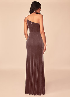 Azazie Kala Final Sale Espresso A-Line One Shoulder Velvet Dress image2