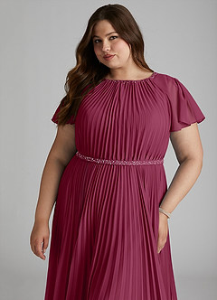 Azazie Kara Modest Bridesmaid Dresses A-Line Pleated Chiffon Floor-Length Dress image15