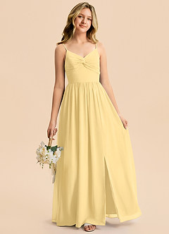 Azazie Zeya Junior Butter A-Line Chiffon Dress image4