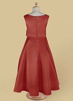 Azazie Lindy Flower Girl Dresses Terracotta A-Line Pleated Matte Satin Dress image14