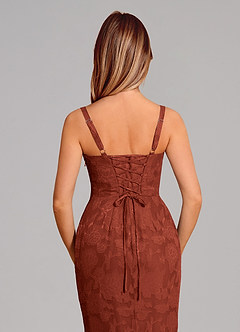 Azazie Aubrey Final Sale Terracotta Mermaid Bow Floral Burnout Dress image2