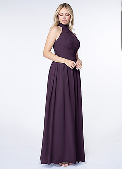 Azazie Iman Bridesmaid Dresses Plum A-Line A-Line Ruched Chiffon Dress image3