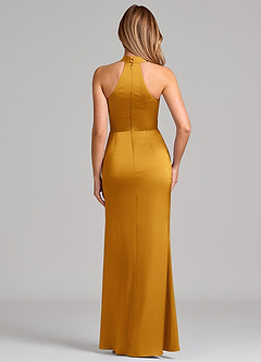 Azazie Karlotta Brautjungfernkleider Etui Plissee Stretch-Satin Kleid Butterscotch image2