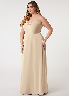 Azazie Daenerys Bridesmaid Dresses Champagne A-Line Cowl Chiffon Dress image10