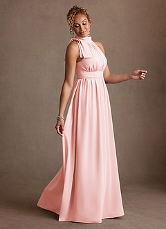 Azazie Antoinette Mother of the Bride Dresses Blushing Pink A-Line Pleated Chiffon Dress image4