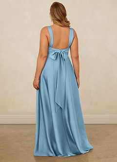 Christian Siriano Bridal for Azazie 1001 Robes de demoiselle d'honneur Robe Trapèze en Satin extensible Encolure en Forme de Cœur Acier Bleuté image12