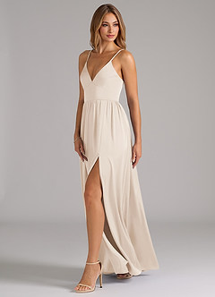 Azazie Aaida Bridesmaid Dresses White Alabaster A-Line Corset Stretch Satin Dress image3