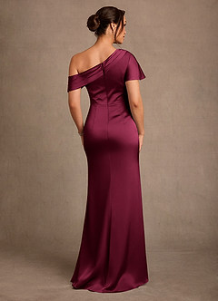 Azazie Rutha Mother of the Bride Dresses Burgundy Sheath One Shoulder Stretch Satin Dress image2