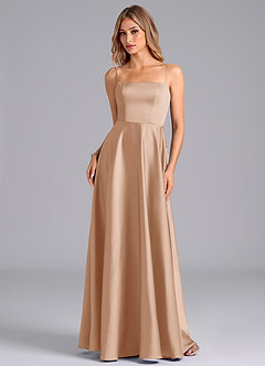 Azazie Elita Bridesmaid Dresses English Rose A-Line Pleated Stretch Satin Dress image6