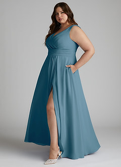 Azazie Karina Bridesmaid Dresses Bermuda A-Line Pleated Chiffon Dress image8