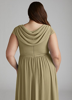 Azazie Organa Abiti da Damigella Abito A-Line in Chiffon Plissettato Verde Muschio image12