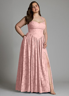 Azazie Francis Kleider zum Anprobieren zu Hause A-Linie Korsett Blumen-Burnout Kleid Dunkelmarine image14