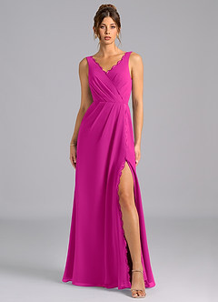 Azazie Bernice Bridesmaid Dresses Fuchsia A-Line Pleated Chiffon Dress image6