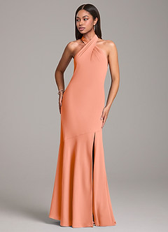 Azazie Lorena Bridesmaid Dresses Sunset Mermaid Pleated Chiffon Dress image4