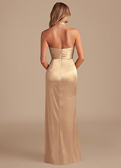 Azazie Jemma Bridesmaid Dresses Gold Sheath Pleated Metallic Satin Dress image7