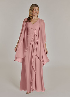 Azazie Manuella Final Sale Cabernet A-Line V-Neck Pleated Chiffon Dress image3